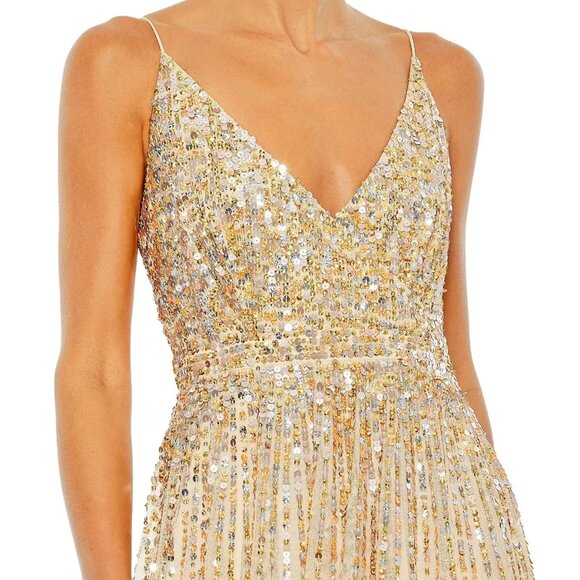 NEW Mac Duggal Sequined Sleeveless Wrap Over A Line Gown with tags SIZE 10 - Picture 2 of 5